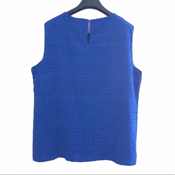 Dalia royal blue perforated sleeveless blouse top - Picture 2 of 3